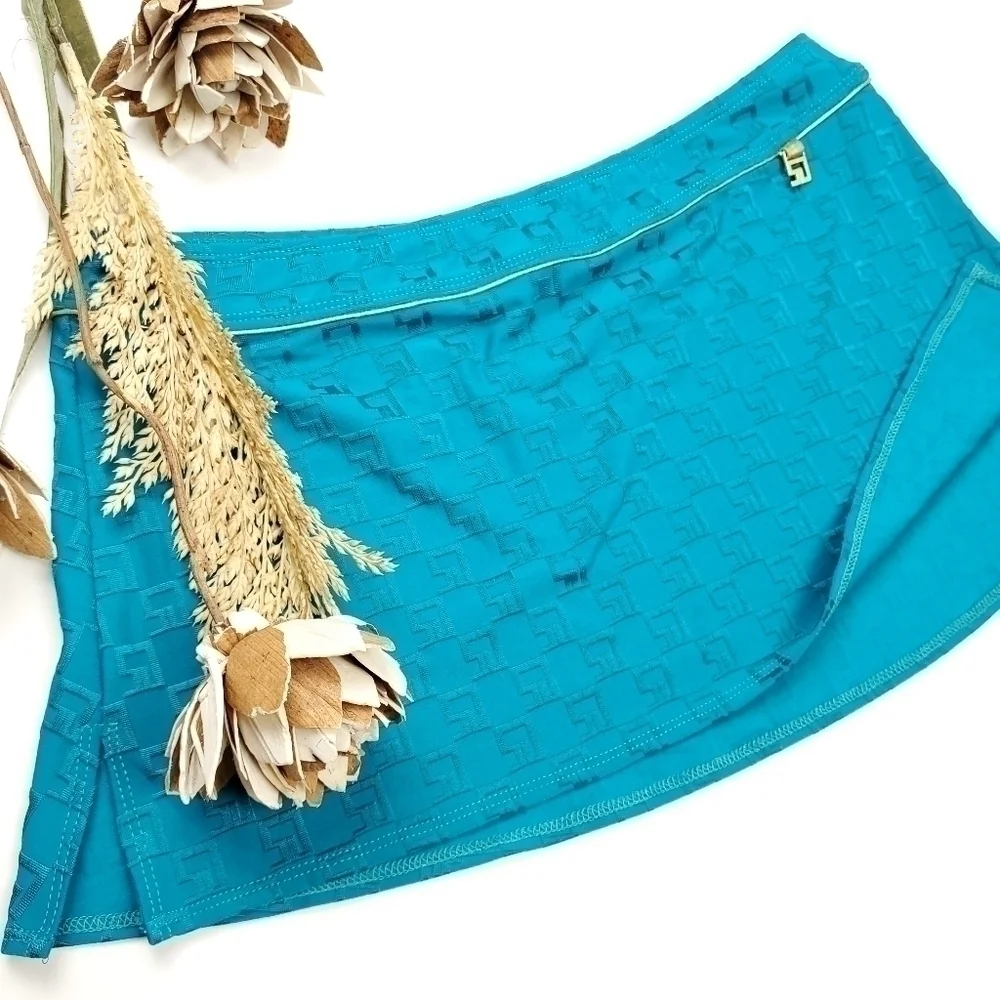 🔴 St. John Sport Teal and Gold Mini Skirt Sz M